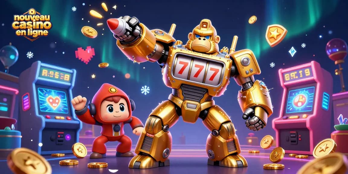 Ressentez l'excitation du nouveau casino en ligne avec cette illustration 3D dynamique.