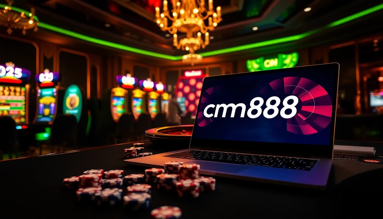 Engaging casino atmosphere featuring cm88 online gamble interface with vibrant roulette and slot visuals.