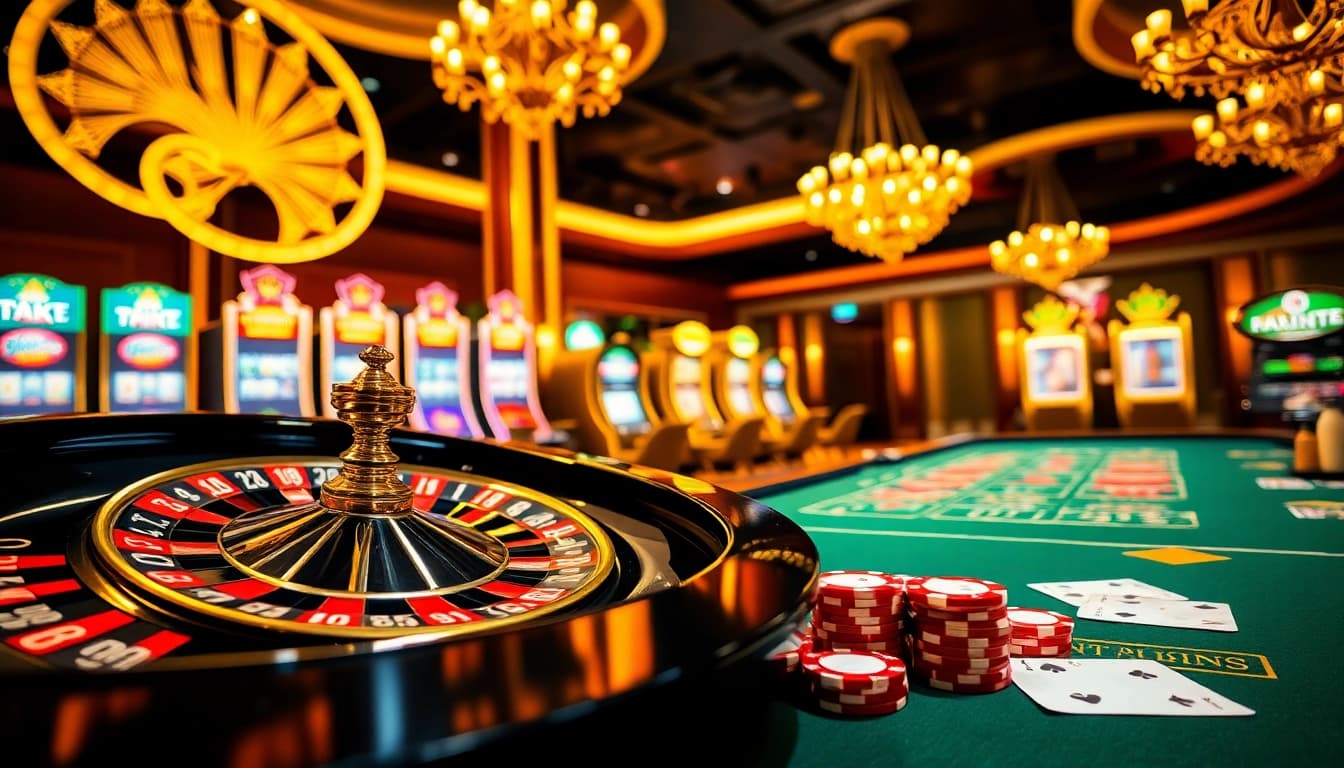 Vivez l'excitation du casino en ligne avec des machines à sous vibrantes et une roue de roulette.