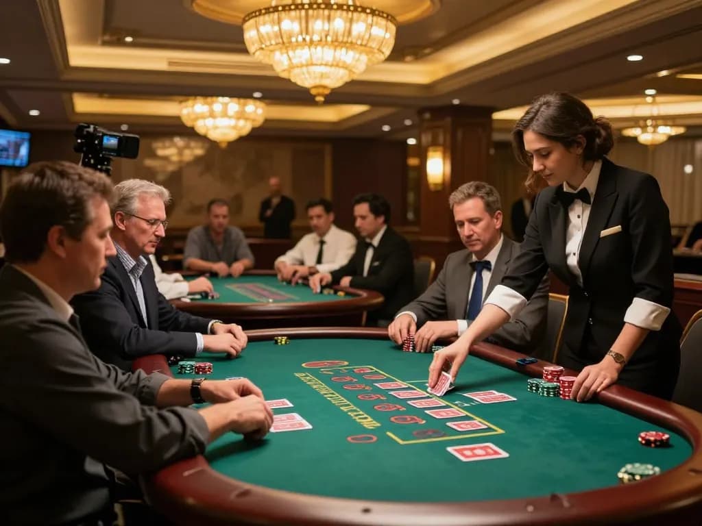 Experience thrilling gameplay at 789WIN with intense blackjack action in a luxurious casino atmosphere.