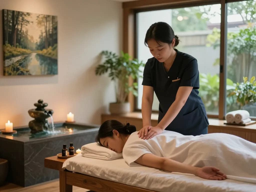 Experience the tranquility of Dongdaemun Swedish massage in a serene spa setting, with essential oils and soothing ambiance.