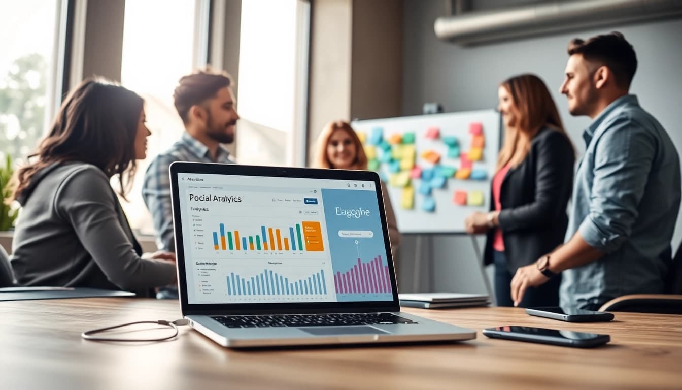 Enhance social media marketing edmonton with a professional team collaborating in a modern office.
