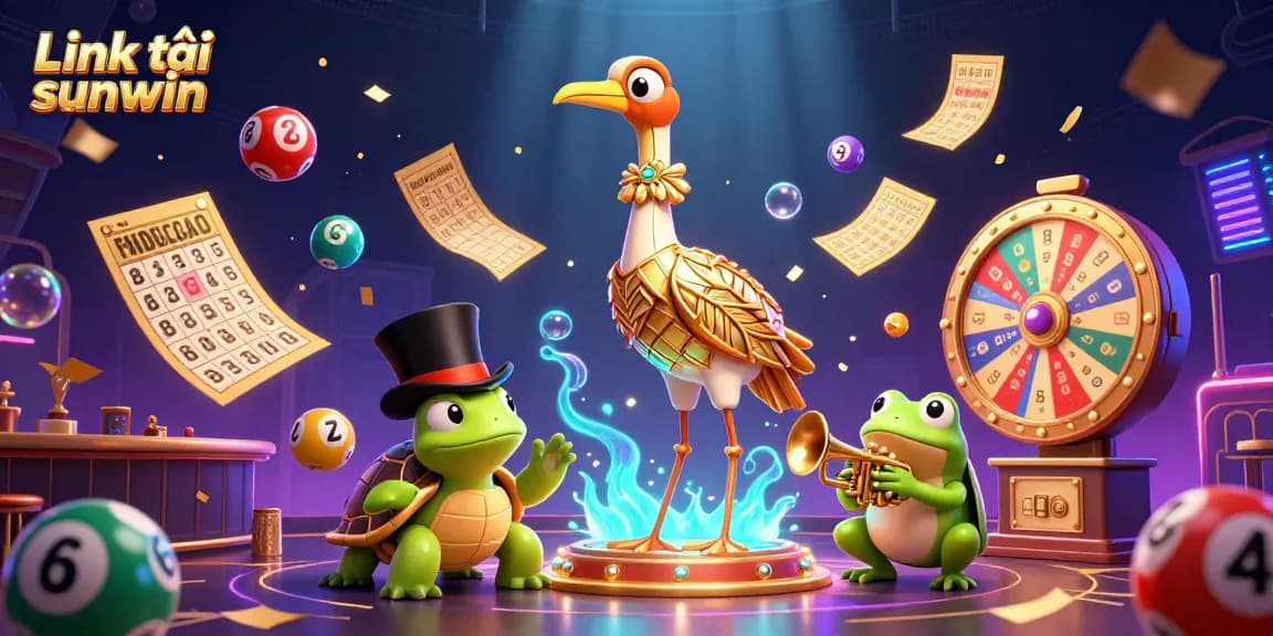 Play and win with Link tải sunwin in an exciting casino scene featuring vibrant lottery and game elements.