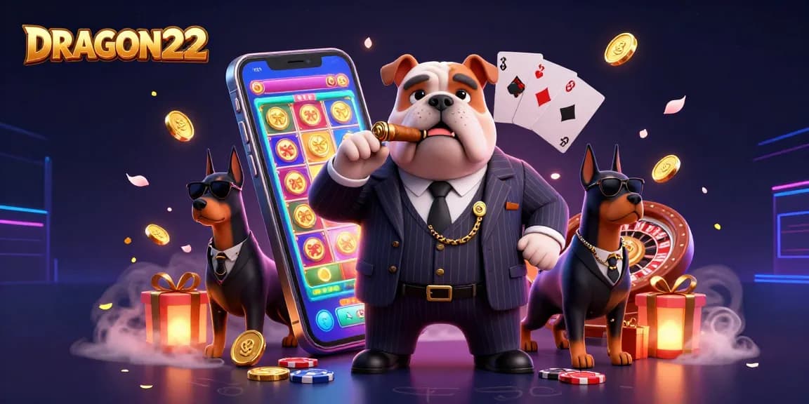 Engage with DRAGON222's thrilling slot machines, featuring a mafia boss and dynamic game elements.