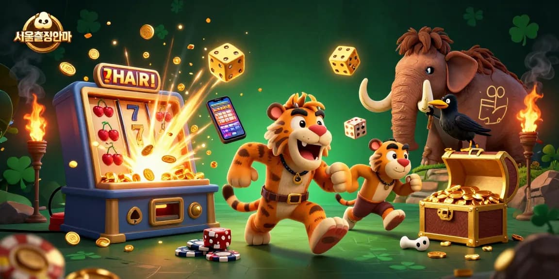 Experience the excitement of 서울출장안마 with a dynamic casino scene featuring unique characters and thrilling gaming elements.
