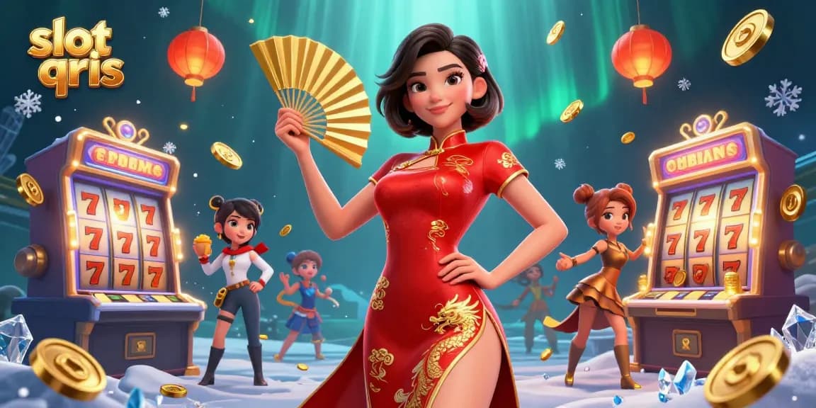 Engage with slot qris excitement featuring vibrant characters, jackpot reels and golden trophies.