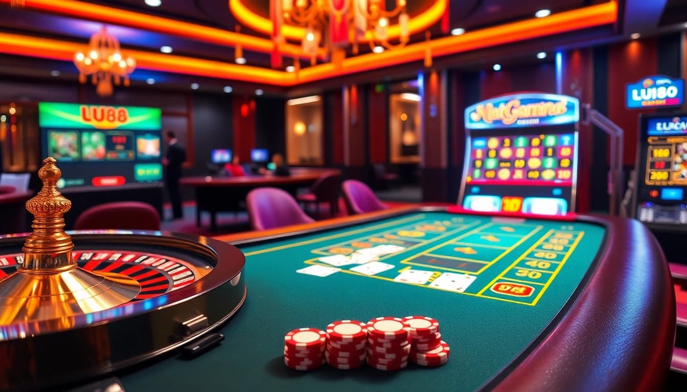 Enjoy thrilling games at UU88's vibrant online casino with poker chips and roulette.