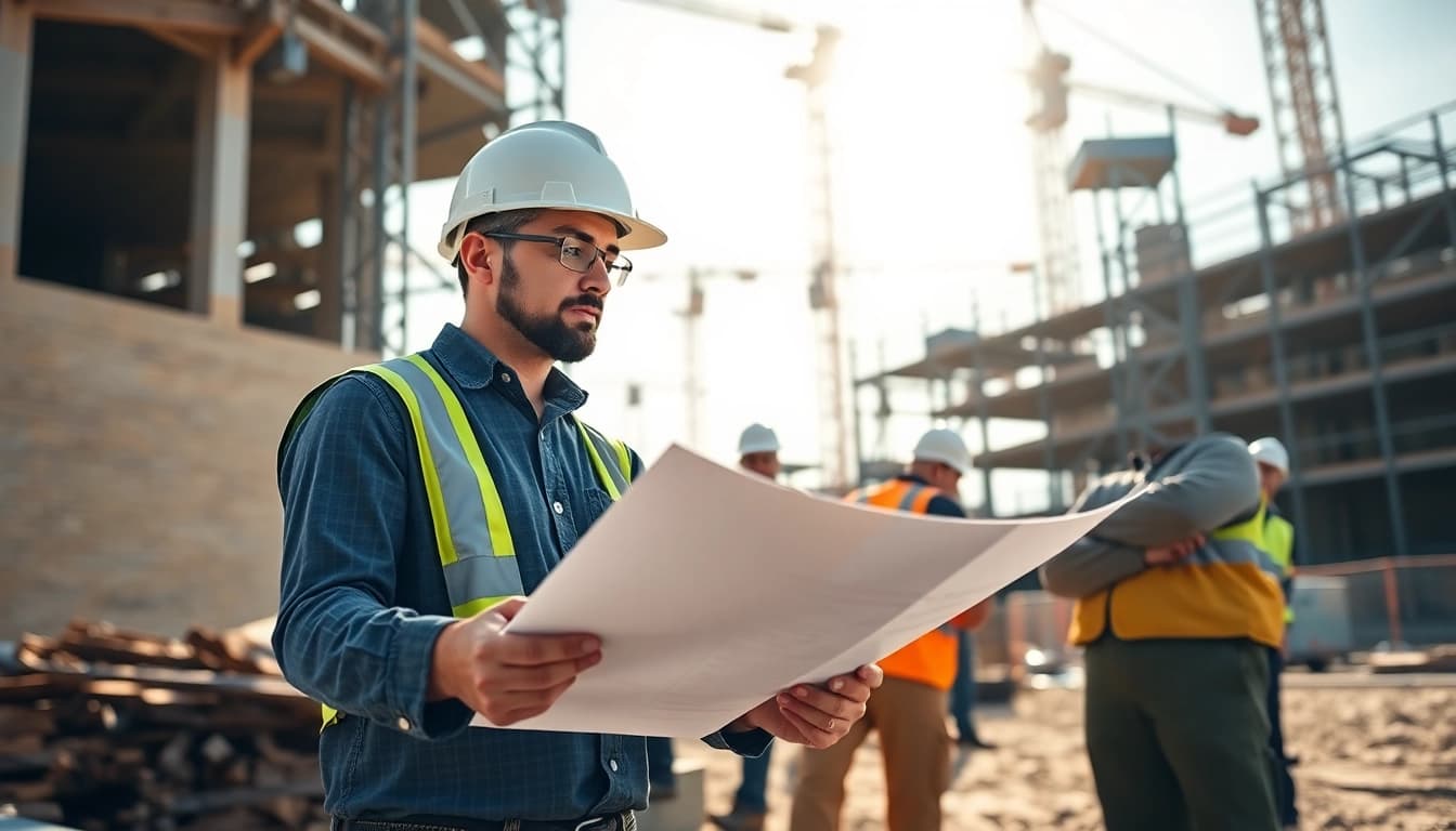 New Jersey Commercial General Contractor supervising a bustling construction site project.