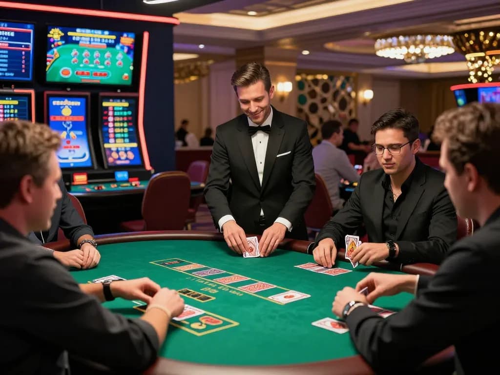 Exciting live casino gaming experience at https://bong99.pro/, showcasing diverse players and a charismatic dealer.