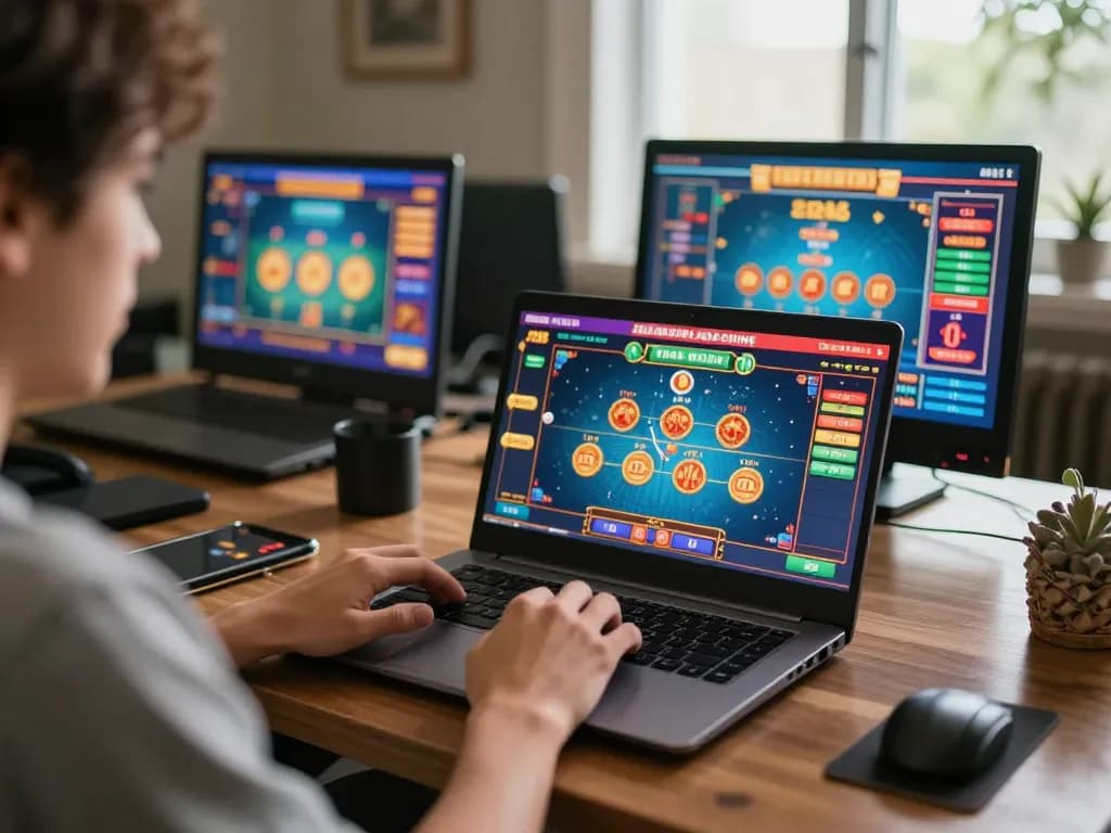 J188 player enjoying an exciting live casino game in a cozy home gaming setup.