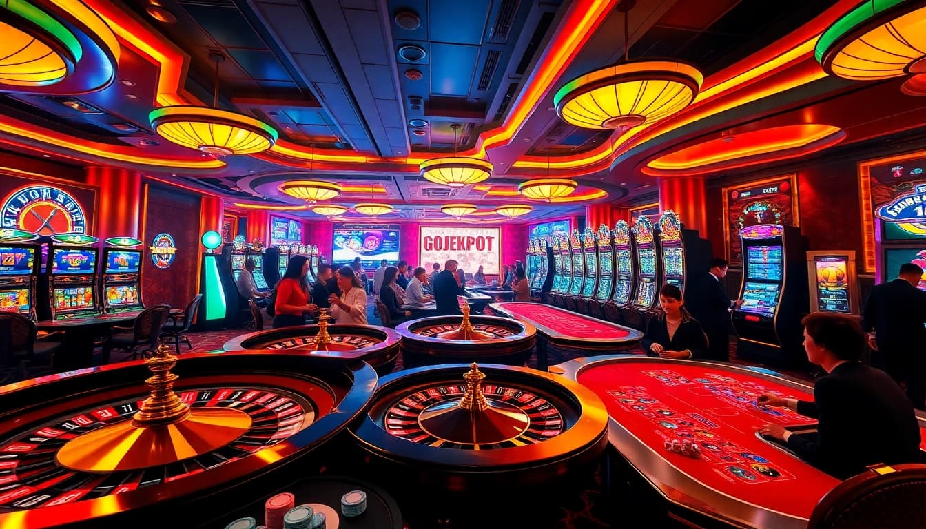 Experience the thrilling gojekpot jackpot win at a luxurious casino table filled with excitement.