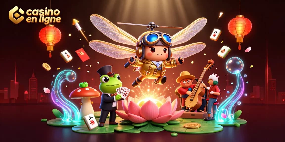 Découvrez le casino en ligne avec une animation captivante de pilotes et croupiers dans un univers coloré.