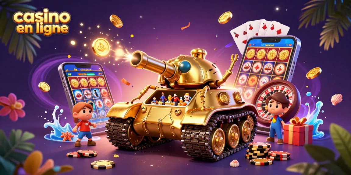 Des motifs de jeu captivants et un tank en or pour le casino en ligne.