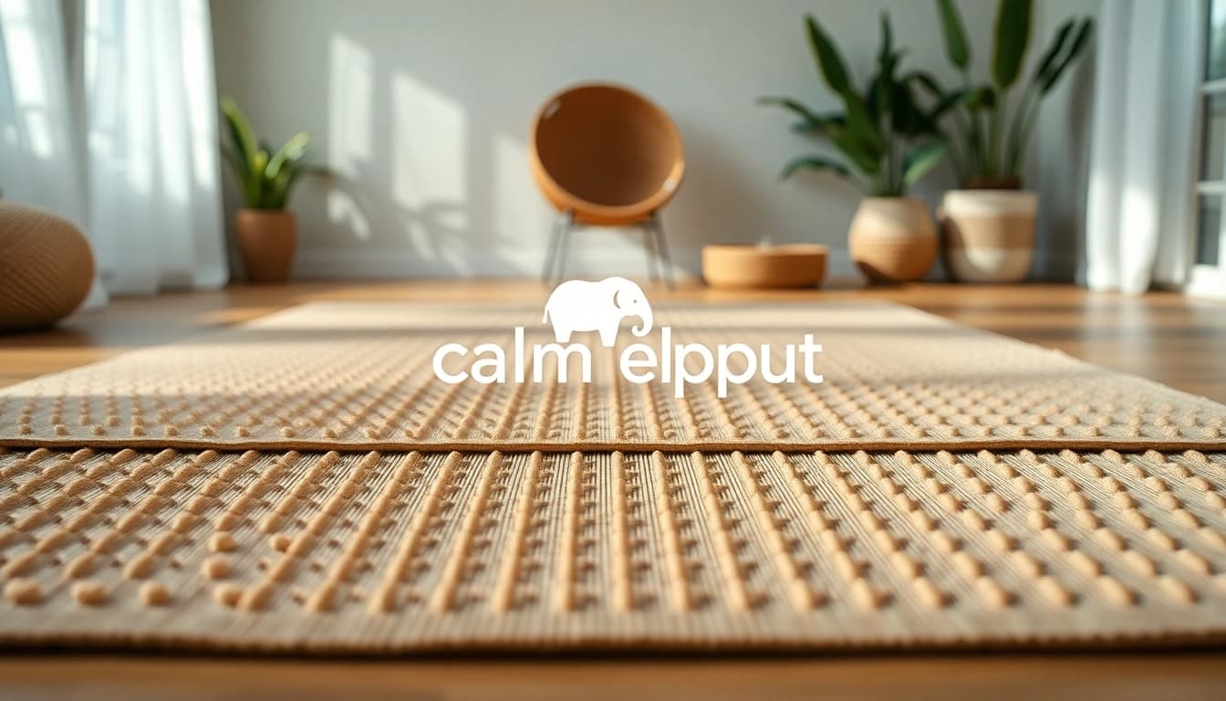 Die Calm Elephant Akupressurmatte in einer ruhigen Umgebung fördert Entspannung und Wohlbefinden.