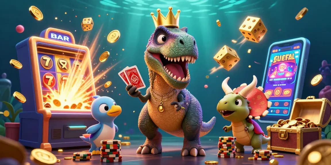 Janda4D menghadirkan keseruan bermain slot dan jackpot dengan karakter lucu dalam ilustrasi berwarna-warni.
