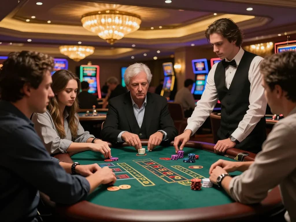 Engaging players strategizing at TT88 blackjack table in a vibrant casino atmosphere