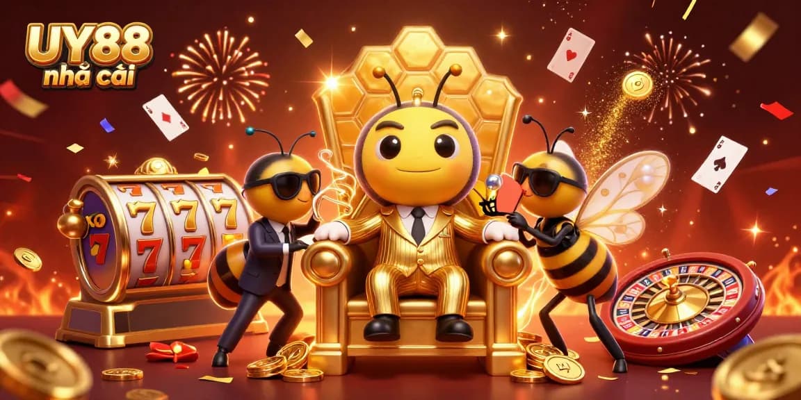 Experience the excitement of UY88 nhà cái with a vibrant 3D illustration showcasing the casino atmosphere.