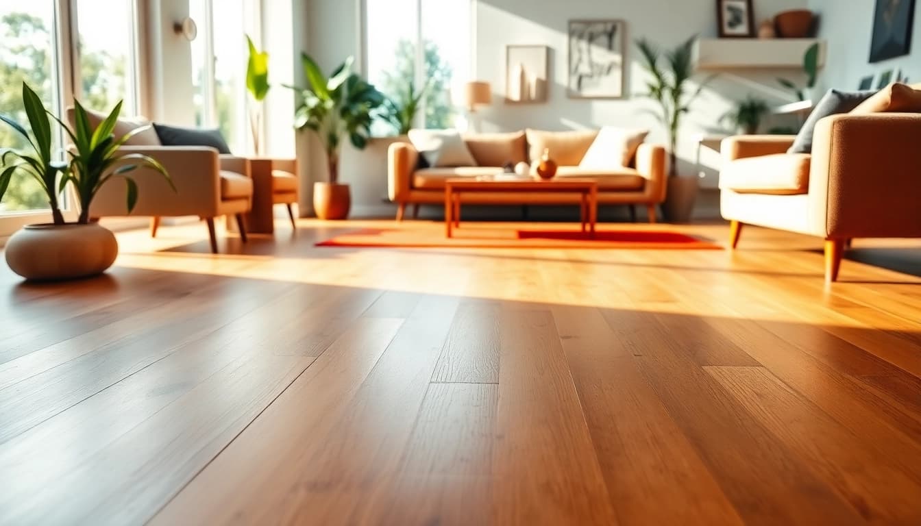 Showcasing rubber flooring in a stylish home environment, featuring vibrant colors and textures.