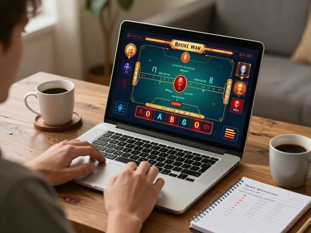 Player enjoying live baccarat at king33 online casino in a cozy home office.