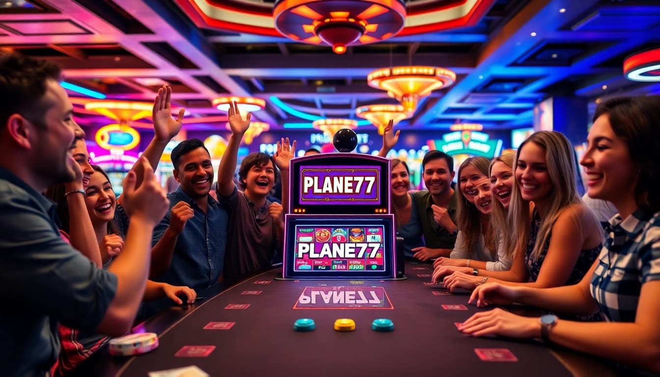 Menangkan pengalaman bermain di PLANET77 dengan teman-teman di kasino yang meriah.