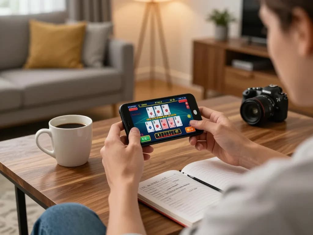 Engaging online gambling moment with a user focusing on a live dealer game interface, enhancing their 88i betting strategies.