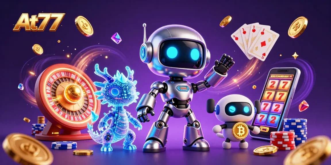 Join the excitement at At77 with a vibrant scene capturing animated gaming action.