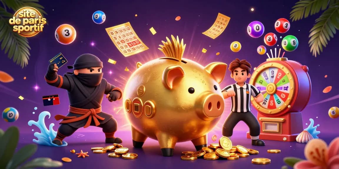 Plongez dans le monde du site de paris sportif avec un sumo et un ninja dans une scène animée de casino.