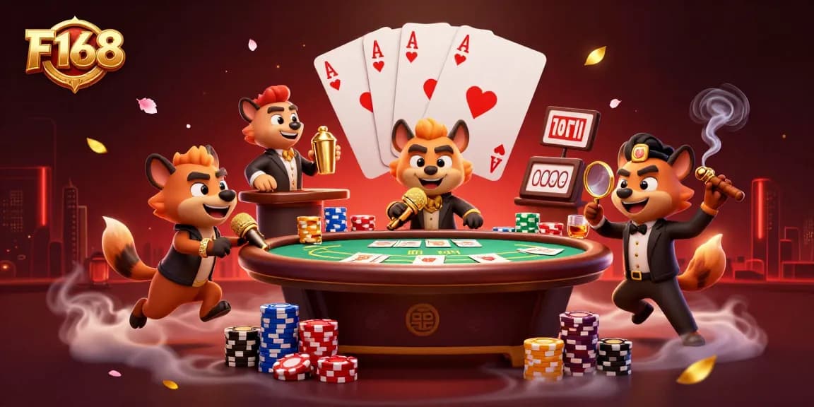 F168 hyenas running a vibrant comedy casino featuring engaging games and lively atmosphere.