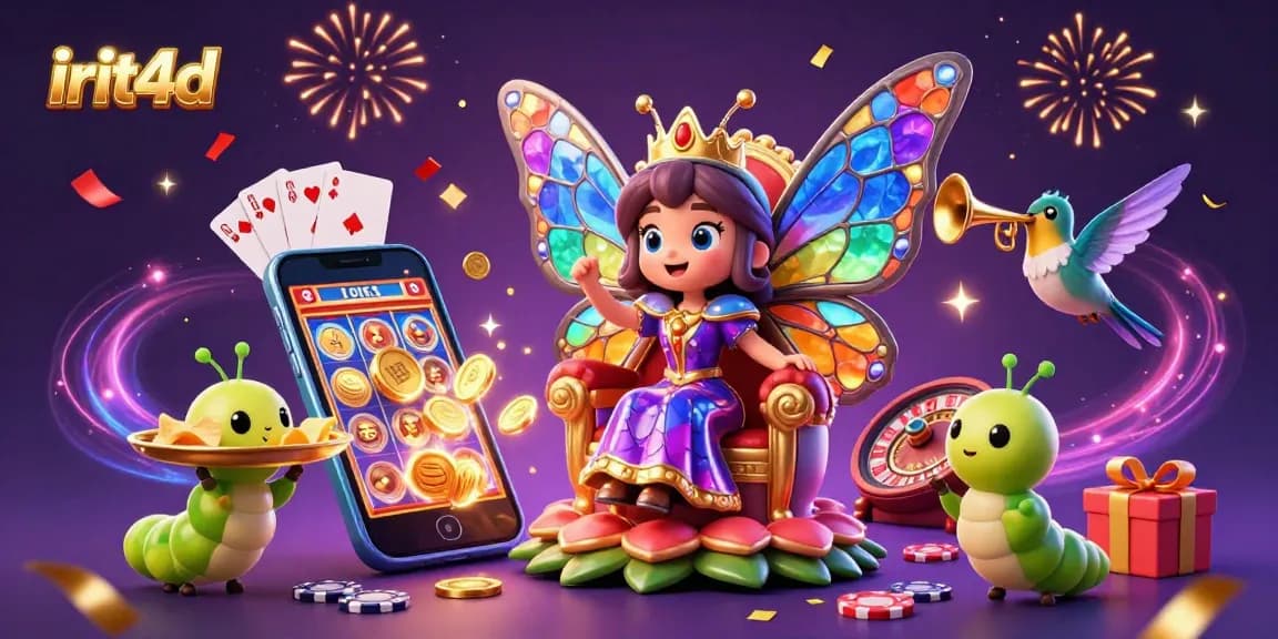 Experience irit4d with animated casino fun, featuring gemstones and digital games in a vibrant 3D scene.