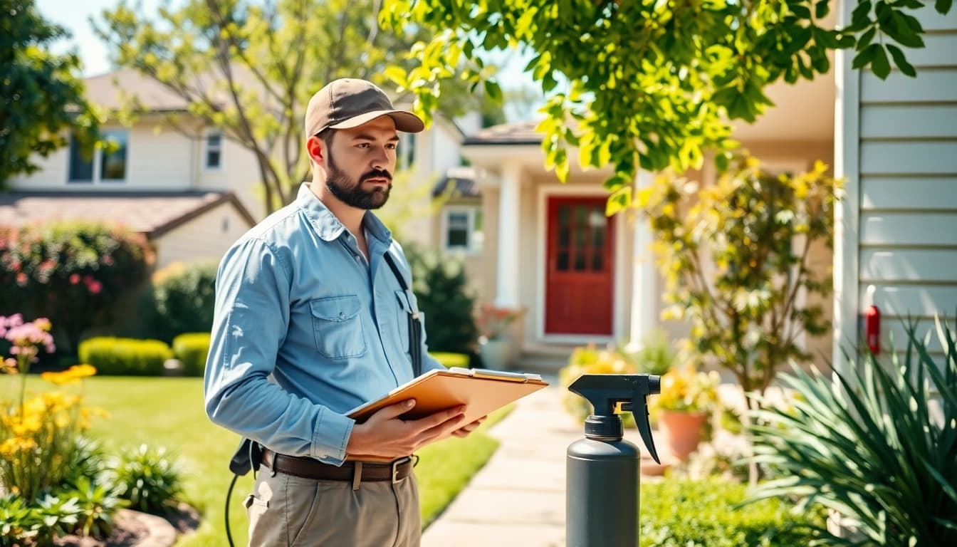 Local insect removal company technician inspecting a home for pests.