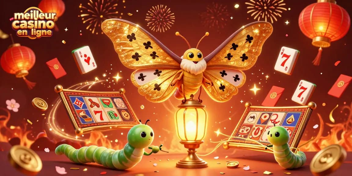 Jouez au meilleur casino en ligne avec une illustration captivante de jeux de lumière et de chance.