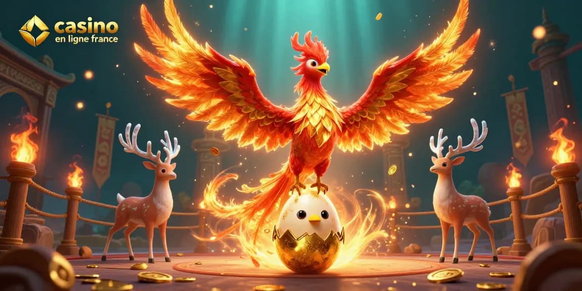 Illustration d'un phoenix enflammé illustrant le thème du casino en ligne France avec la magie d'un jeu captivant.
