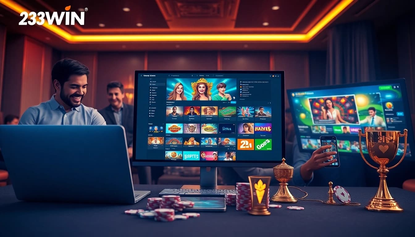 Exciting digital casino experience on 23WIN showcasing games and happy players.