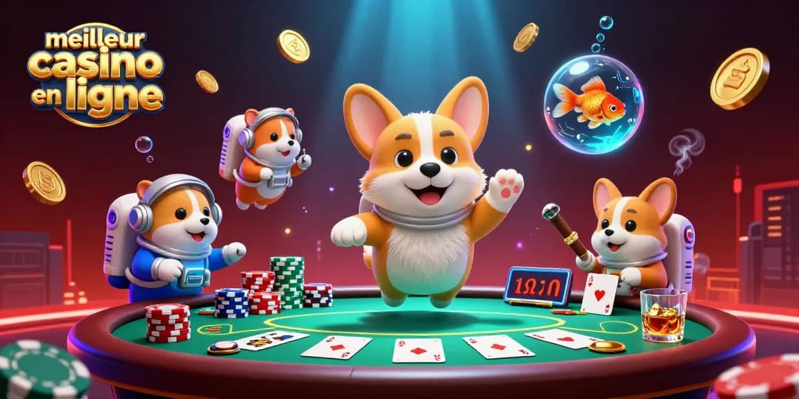 Gagnez au meilleur casino en ligne avec un corgi astronaute flottant dans un casino spatial.