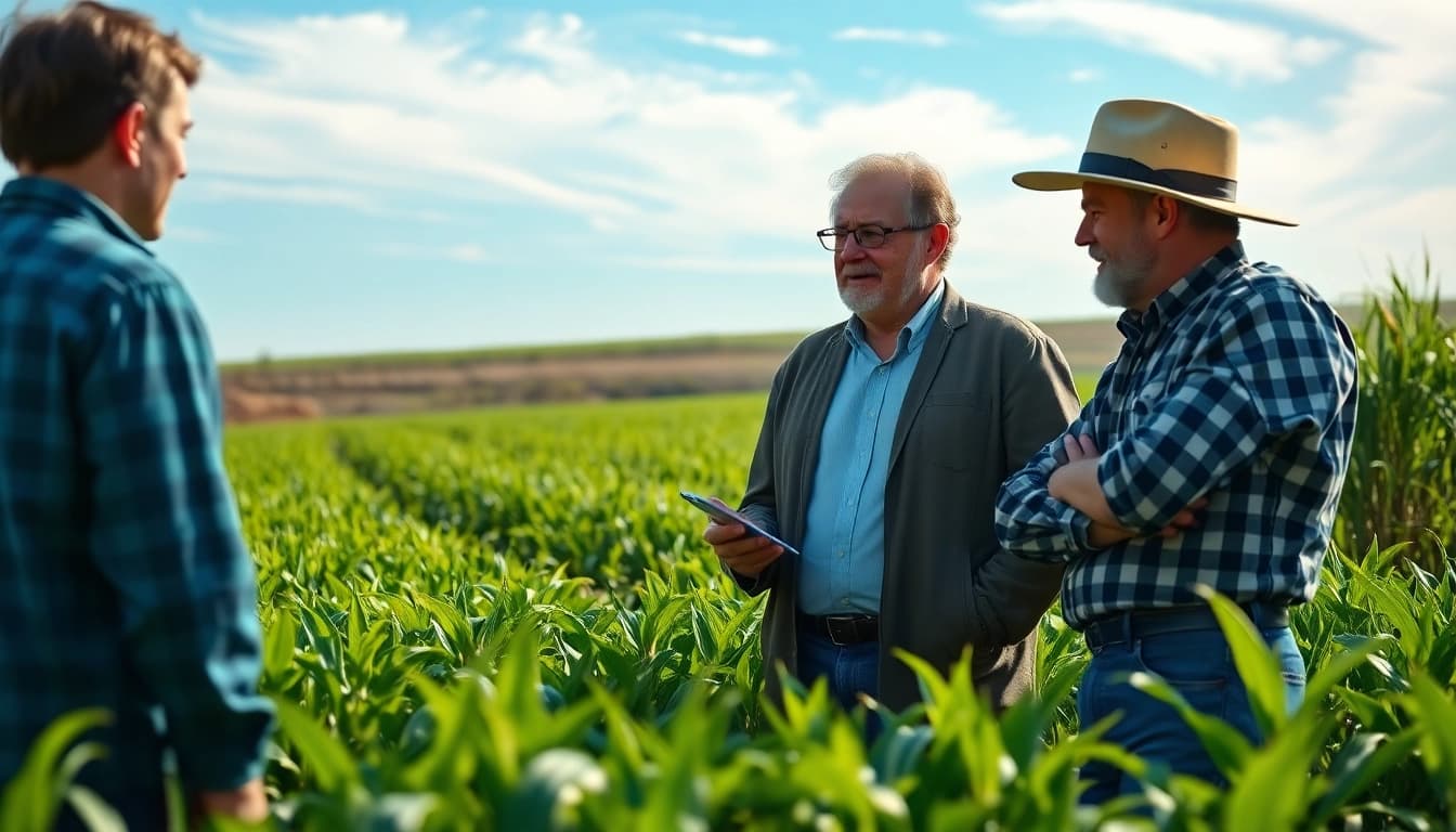 Engaging agricultural law consultation depicting expert advice for farmers