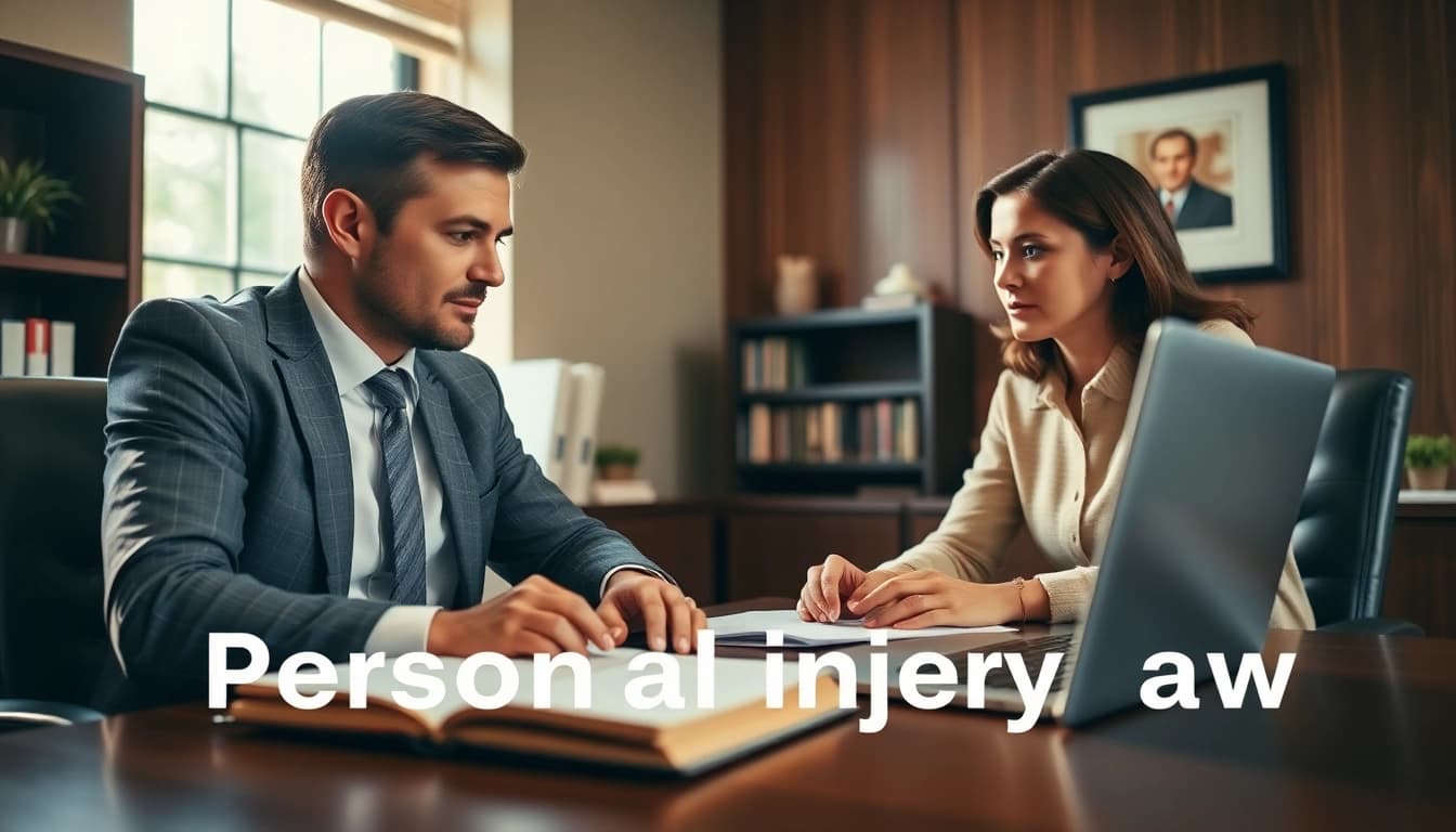Greenville Personal Injury Lawyer advising a client in a professional office setting with legal documents.