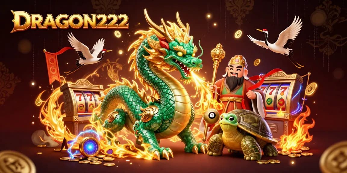 Spin the reels at DRAGON222 with the emerald dragon and lucky characters for big wins!