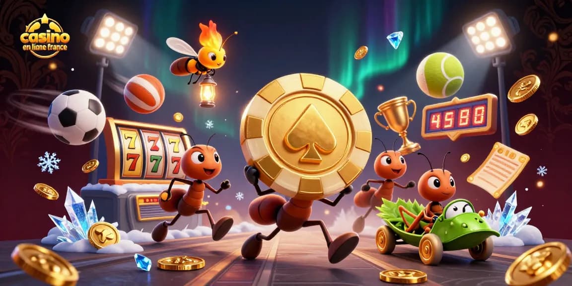 Visitez le casino en ligne France avec notre équipe de fourmis exécutant un vol audacieux et remportant de gros gains!