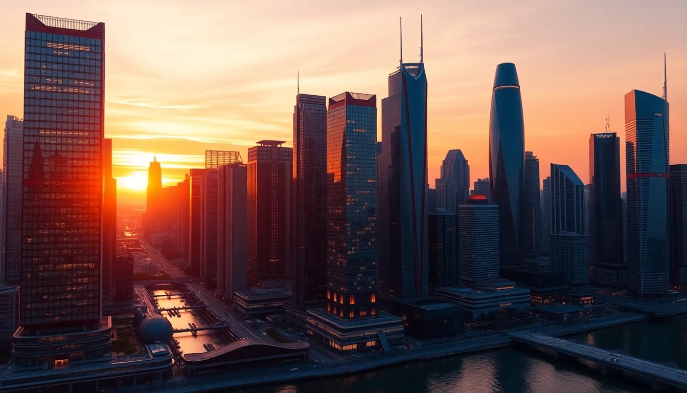 Generate stunning visuals with the image generator showcasing a vibrant futuristic cityscape.