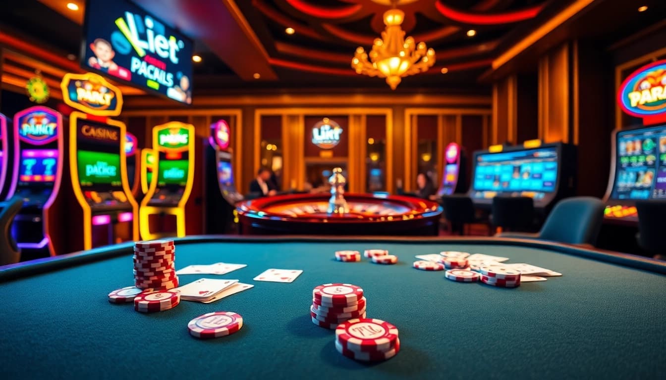 Pahala4d - Engage in a thrilling casino atmosphere with poker chips and slot machines.