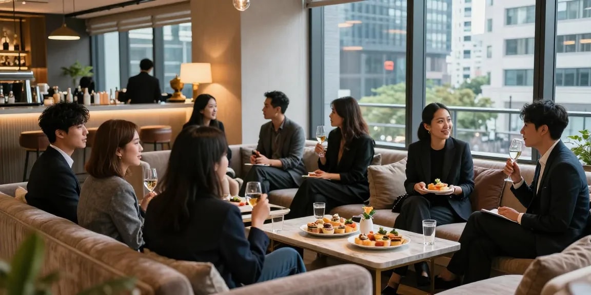 강남쩜오에서 편안한 분위기의 모임을 즐기는 모습