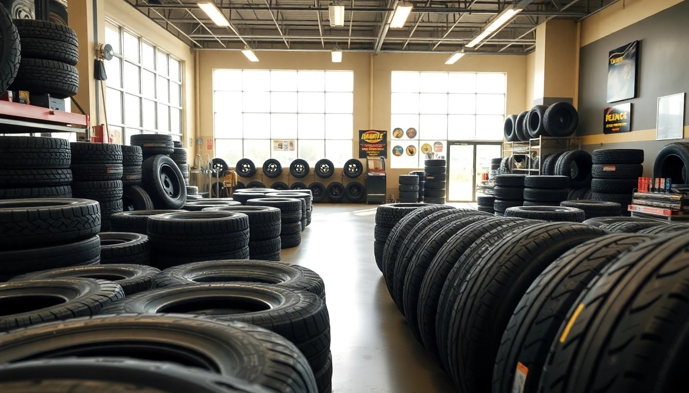 Browse used tires Nashville in a well-organized tire shop with vibrant details.