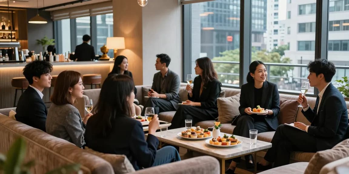 강남쩜오에서 편안한 분위기의 모임을 즐기는 모습