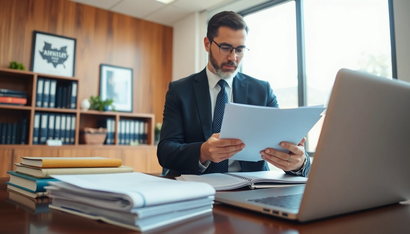 San Antonio truck accident lawyer reviewing case files in a professional office setting.
