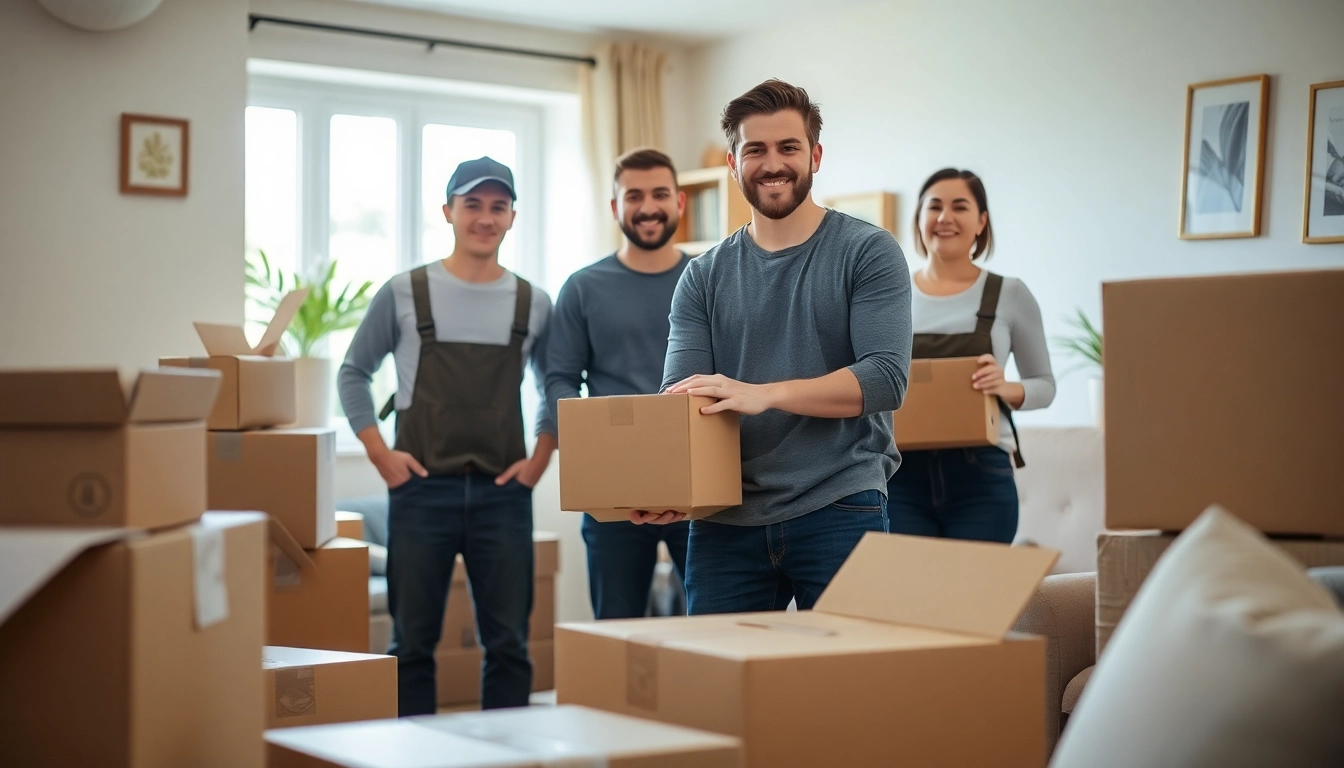 Movers from a removals company Cheltenham carefully loading boxes into a van.