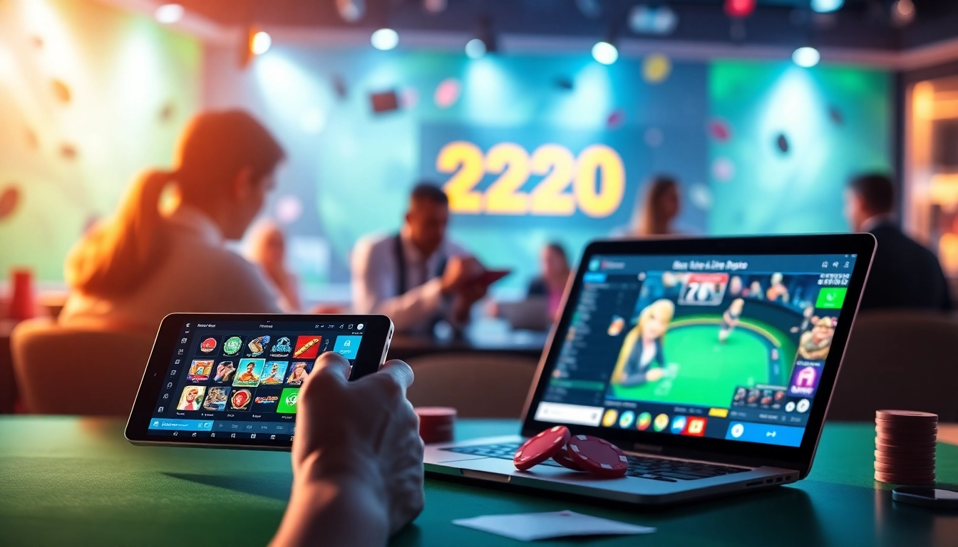 Engaging visual showcasing 222O online betting platform with vivid games and user-friendly interface.