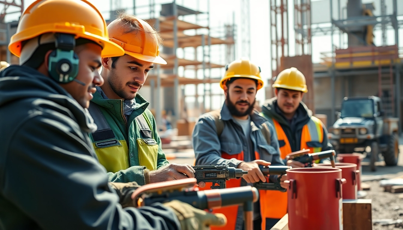 Construction apprenticeship professionals learning and collaborating on-site
