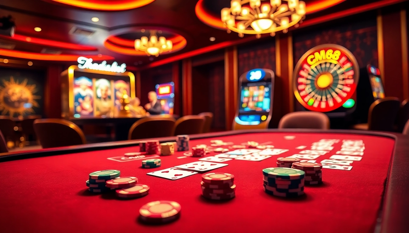 Experience thrilling games at https://cm88seo.com/ with colorful chips and a vibrant casino atmosphere.