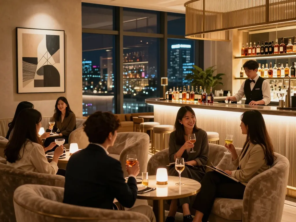 Experience the upscale atmosphere of 강남쩜오 nightlife with luxurious seating and stylish decor.