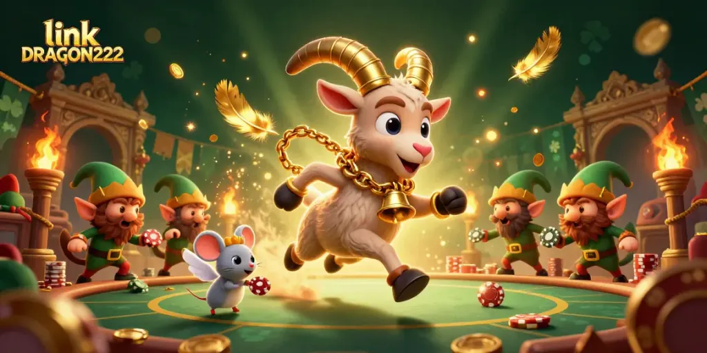 Experience exhilarating wins with link DRAGON222 as the Krampus goat oversees a vibrant casino scene.